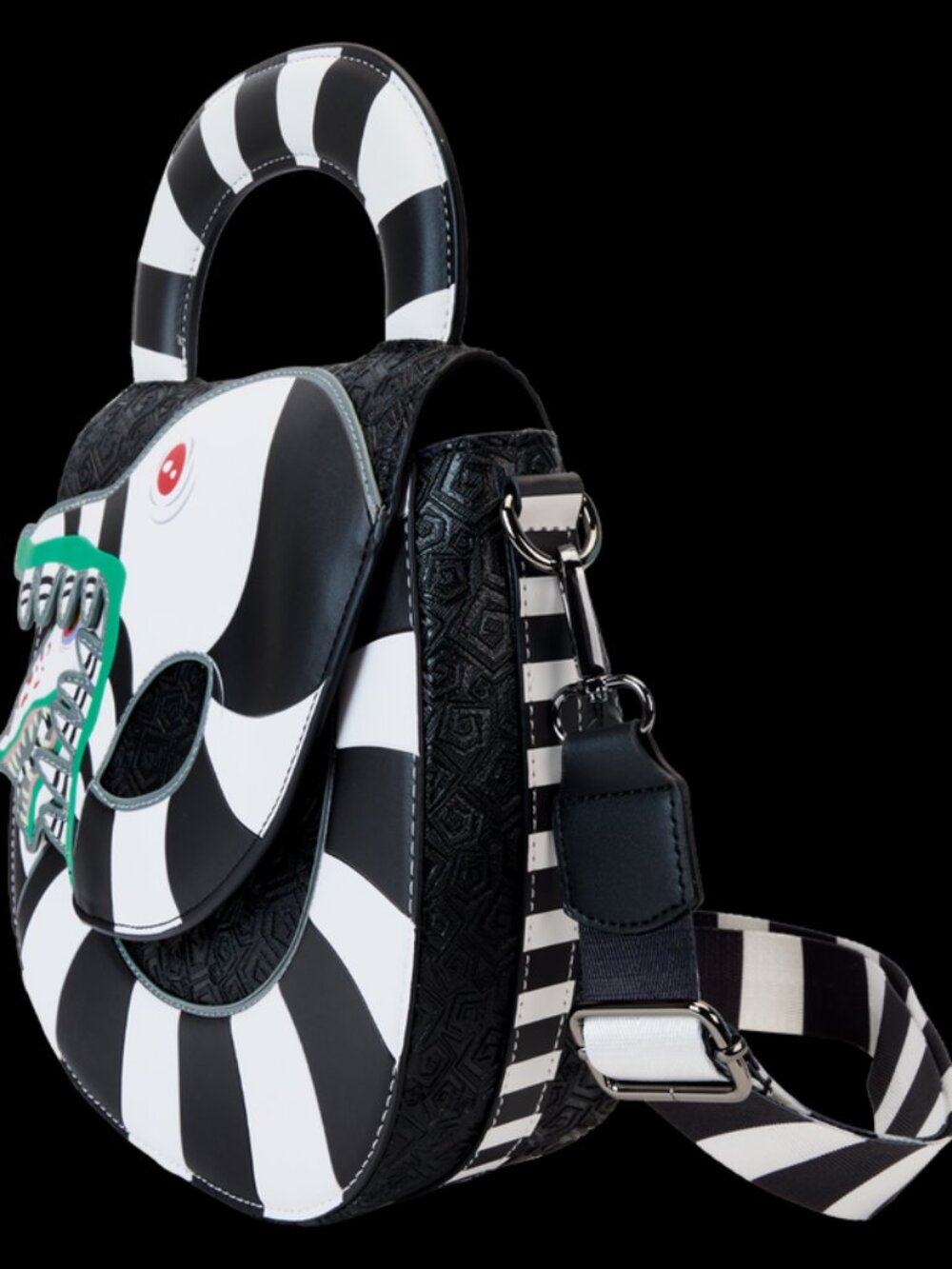 NWT Loungefly Beetlejuice Black & White Stripe Sandworm Crossbody Bag - Picture 3 of 4